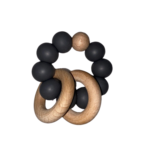 Silicone and Wooden Teether - Pebble