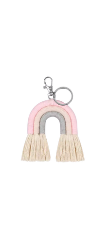 Woven Rainbow Keyring Pink/Grey