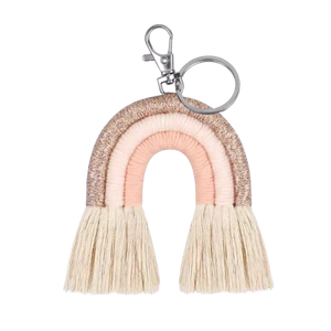 Woven Rainbow Keyring Pink/Rose Gold