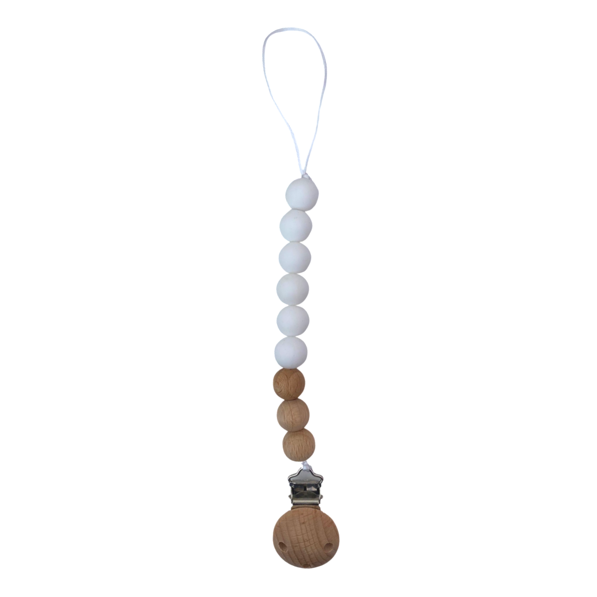 Silicone Bead Dummy Chain and Clip - White