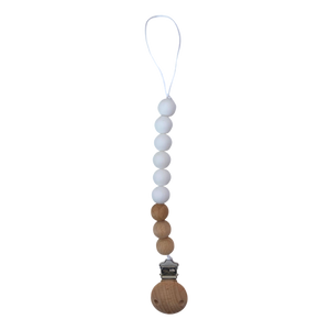 Silicone Bead Dummy Chain and Clip - White