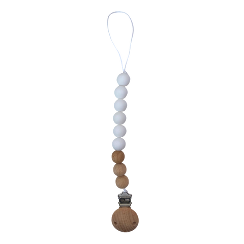 Silicone Bead Dummy Chain and Clip - White