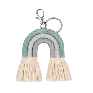 Woven Rainbow Keyring Green/Grey