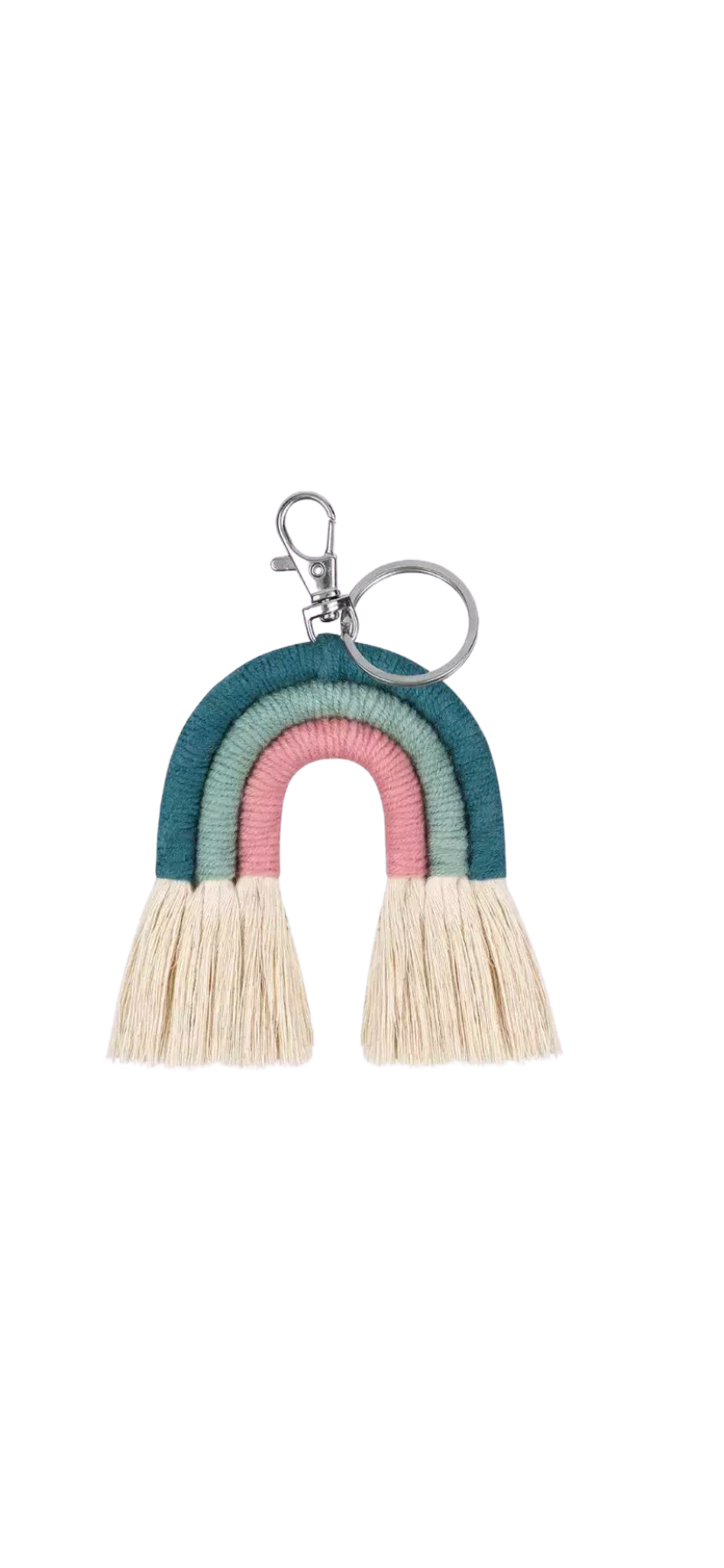 Woven Rainbow Keyring Pink/Teal