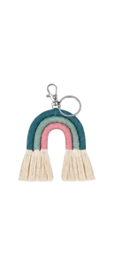 Woven Rainbow Keyring Pink/Teal