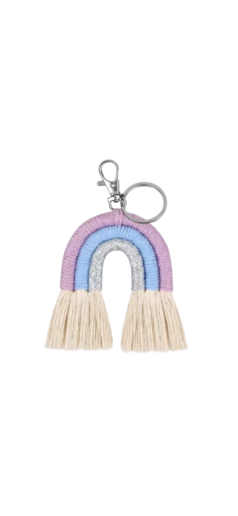 Woven Rainbow Keyring Purple/Blue/Silver