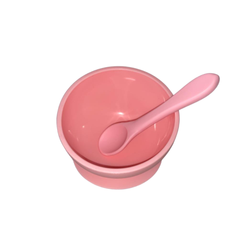 Silicone Suction Bowl and Spoon - Bubblegum