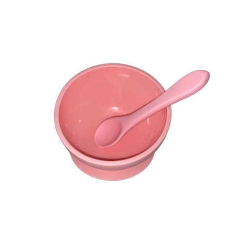 Silicone Suction Bowl and Spoon - Bubblegum